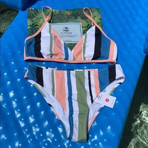 CUPSHE HIGH THIGH COLOR BLOCK BIKINI